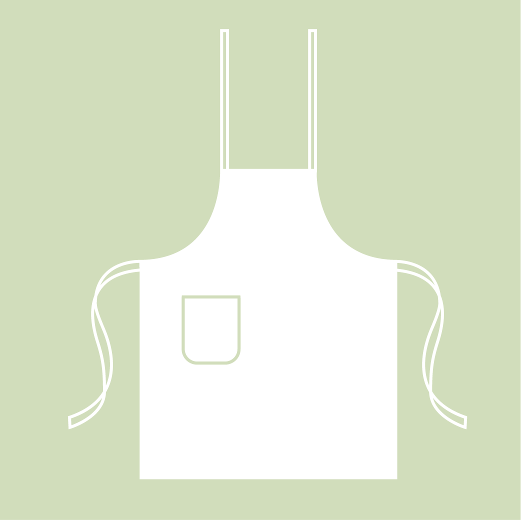 Ladies Apron Simple, SL size, 100% cotton, printed | Tropic Grey