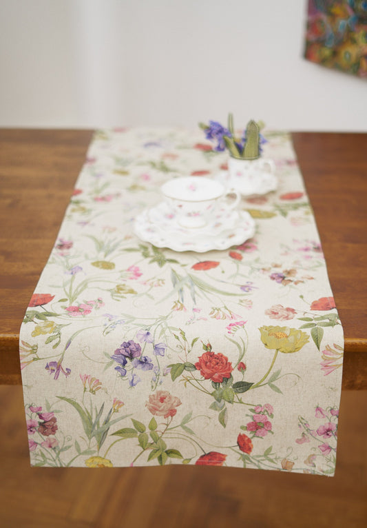 Table Runner, different sizes, Cotton-Linen mix, printed | Blossom